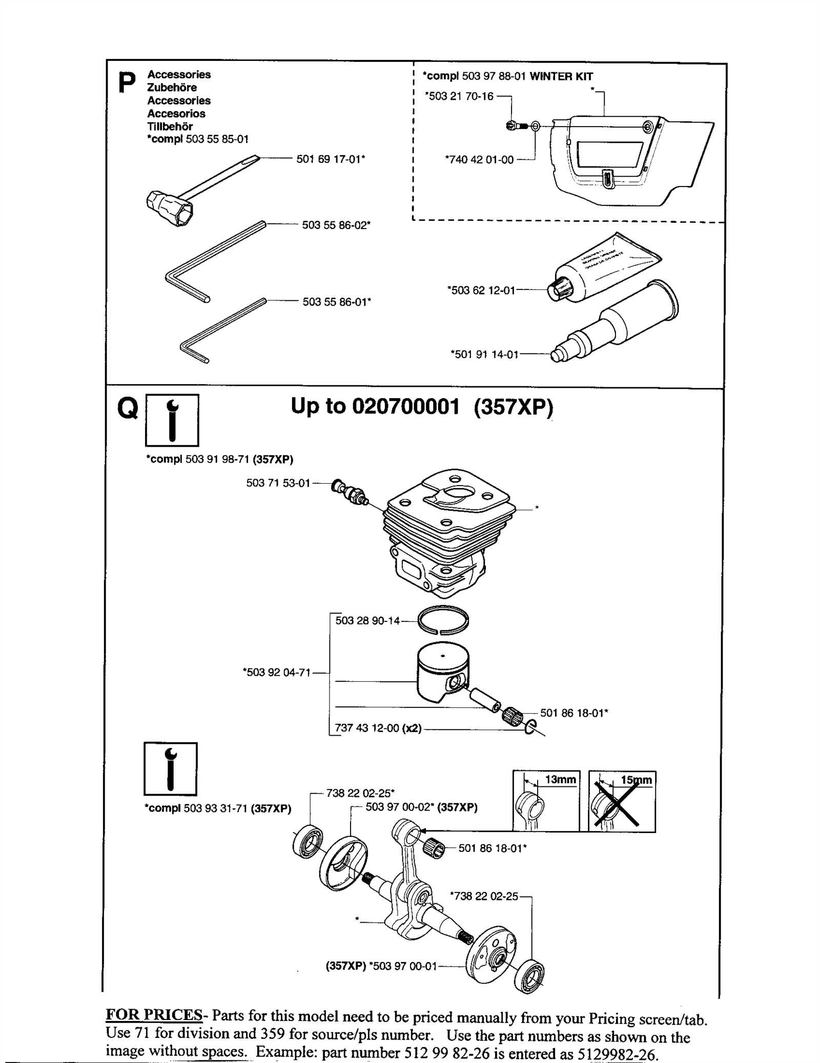 husqvarna 359 parts diagram