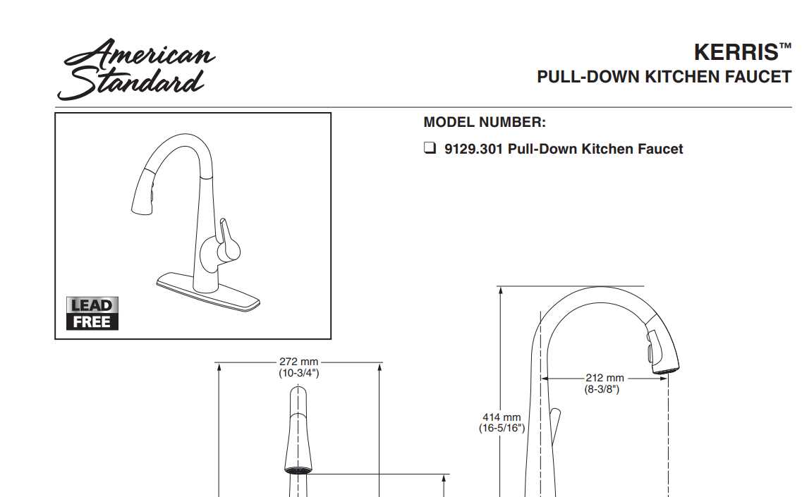 american standard kitchen faucet parts diagram